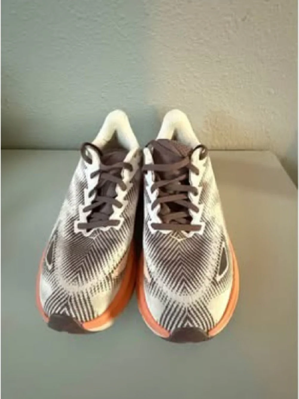 Hoka One One Clifton 9 Gtx Running Shoes in White, Brown & Coral